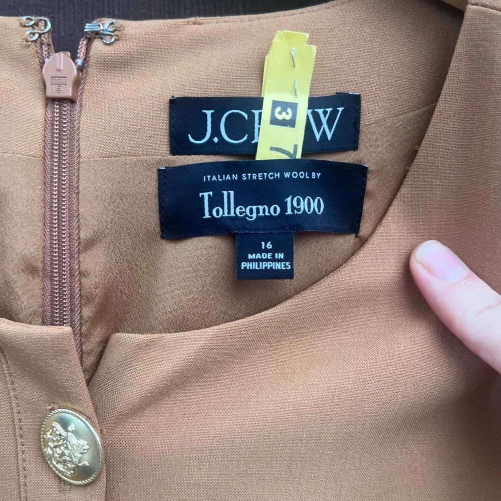 J. Crew Tollegno 1900 Italian wool mini dress • jumper with gold buttons •US 16 - Picture 5 of 8